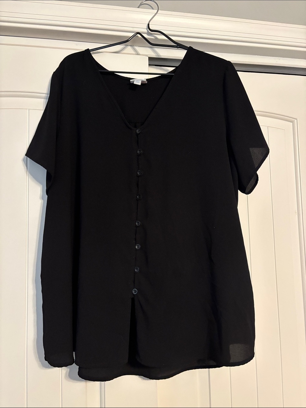 LuLaRoe Black Button-Front V-Neck Blouse